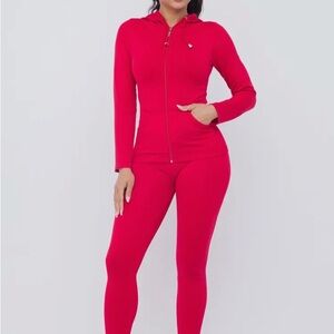 Seamless zip up hoodie jacket and legging set